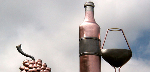 Wine Bottle, Glass and Grapes Weathervane